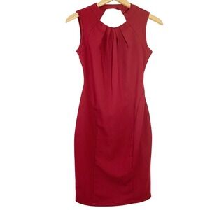 Kardashian Kollection Burgundy Red High‎ Neck Cutout Back Sheath Dress XS